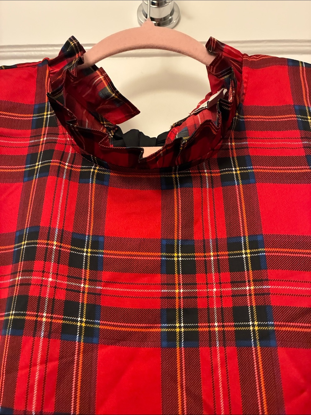 J. Crew Red Plaid Ruffle-Neck Tank - Picture 4 of 5